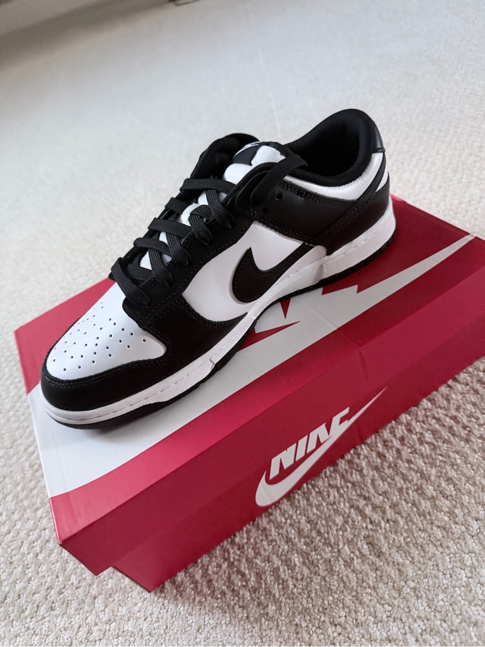 Nike Men’s Black and White Low-Top Dunk-Style Sneakers